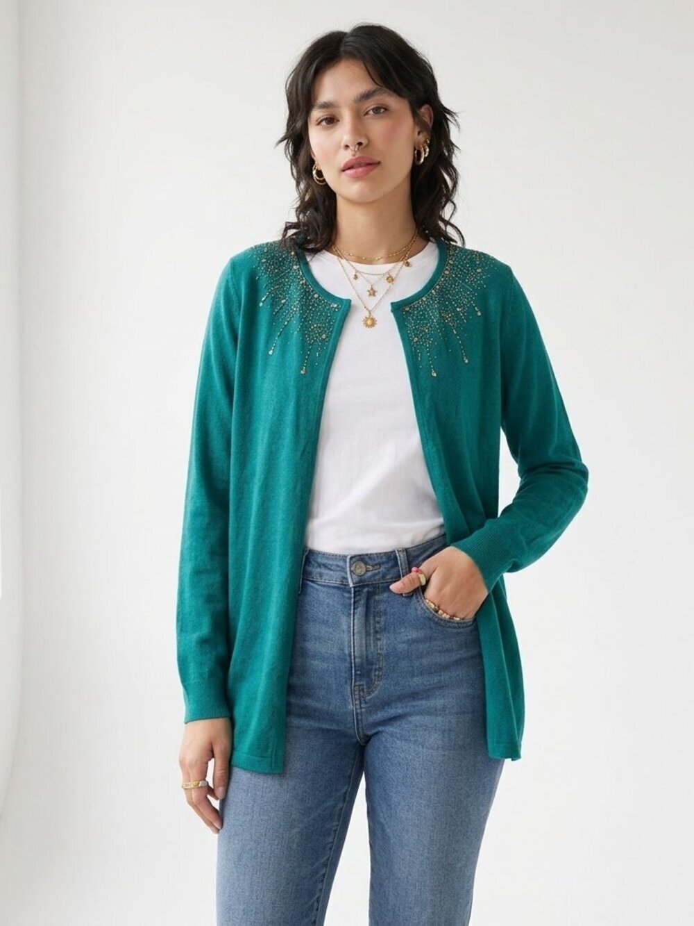 Vintage Diane Von Furstenberg Silk Beaded Cardigan 1X